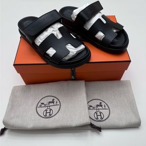Brand New Hermes Chypre Black Sandals Size 36.